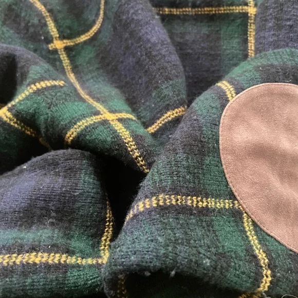 Polo Ralph Lauren Archival Blackwatch Wool Sweater w/ Suede Elbow Patches | L - Picture 7 of 10